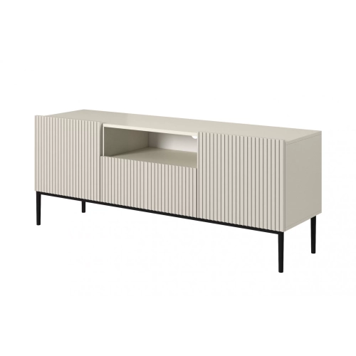 Szafka RTV Nicole 150 cm z szufladą i wnęką - kaszmir / czarne nóżki